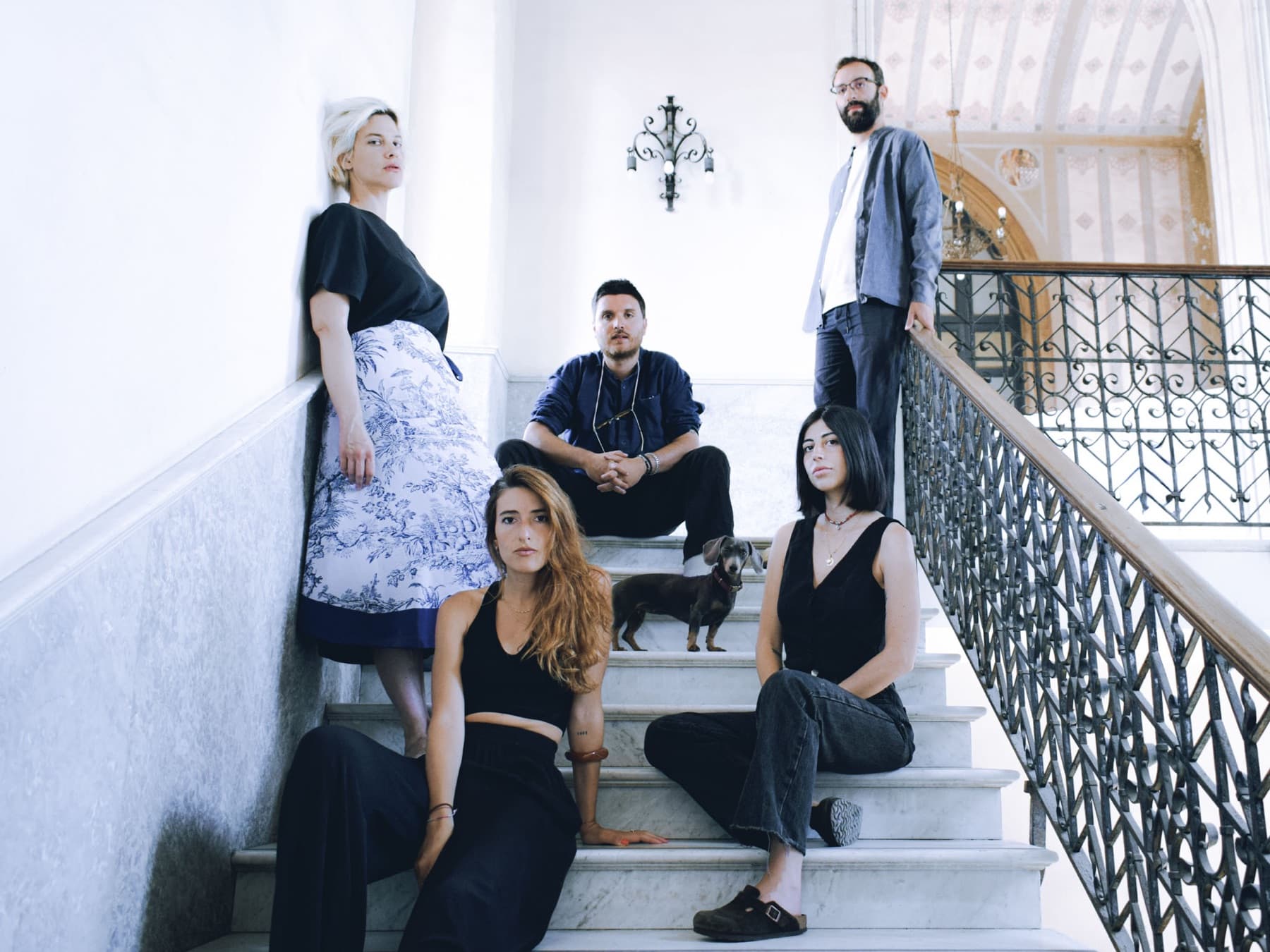 The BLUE595 team on the marble staircase of the Istituto dei Ciechi.